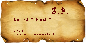 Baczkó Manó névjegykártya